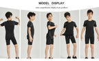 Youth Boys' Compression Sports Set Short Sleeve Athletic Shirts & Shorts Base Layer Set Sports Youth for Kids Football