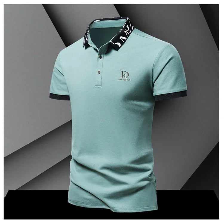 Summer men's POLO shirt fashionable ice silk quick drying short sleeved T-shirt solid color loose fitting business collar top