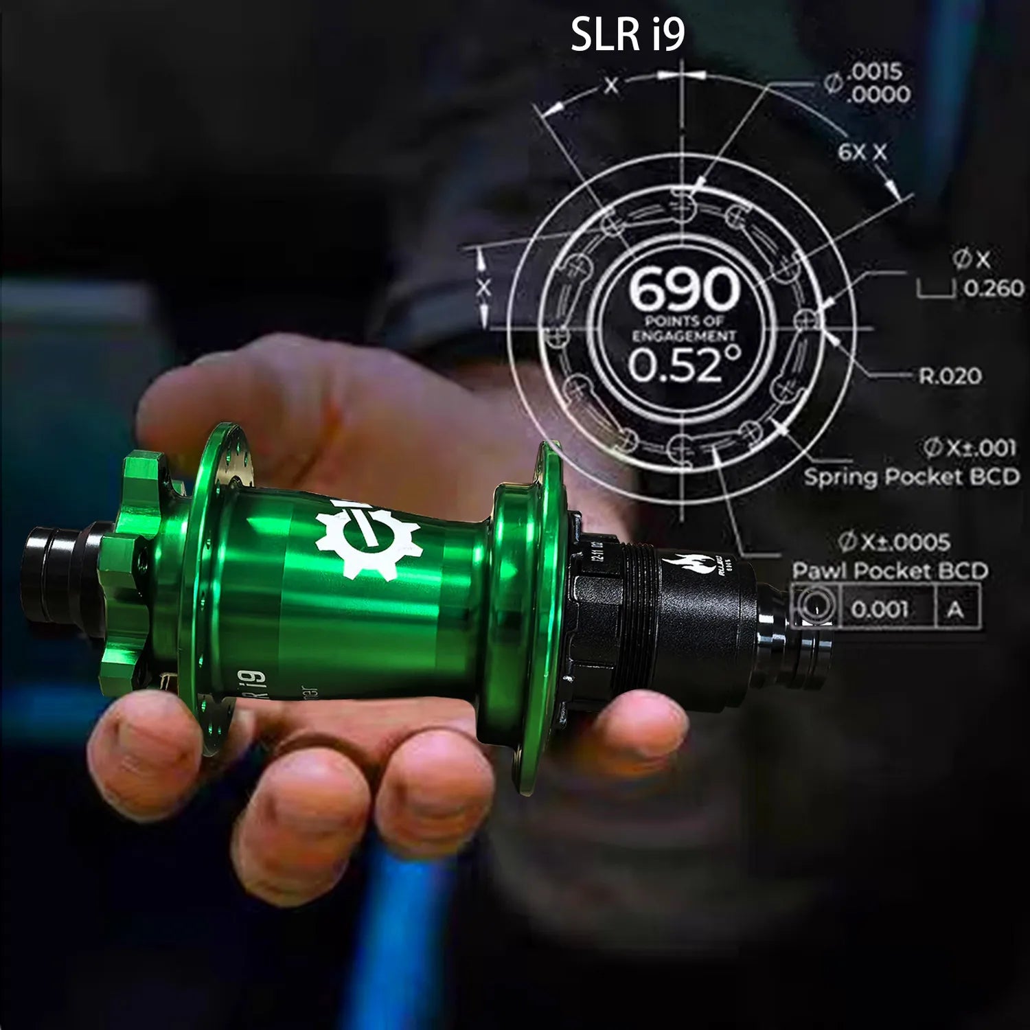 green RUJIXU SLR I9 690 Click Hub 7 Bearing MTB Mountain Bike Hub Front Rear 32Holes QR TA BOOST Disc Brake Bicycle MS/XD Hubs Main image