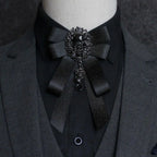 Fashion Ribbon Ribbon Bowtie Rhinestone Crystal Bow Tie Fabric Cloth Art Handmade Neck Tie For Men and Women