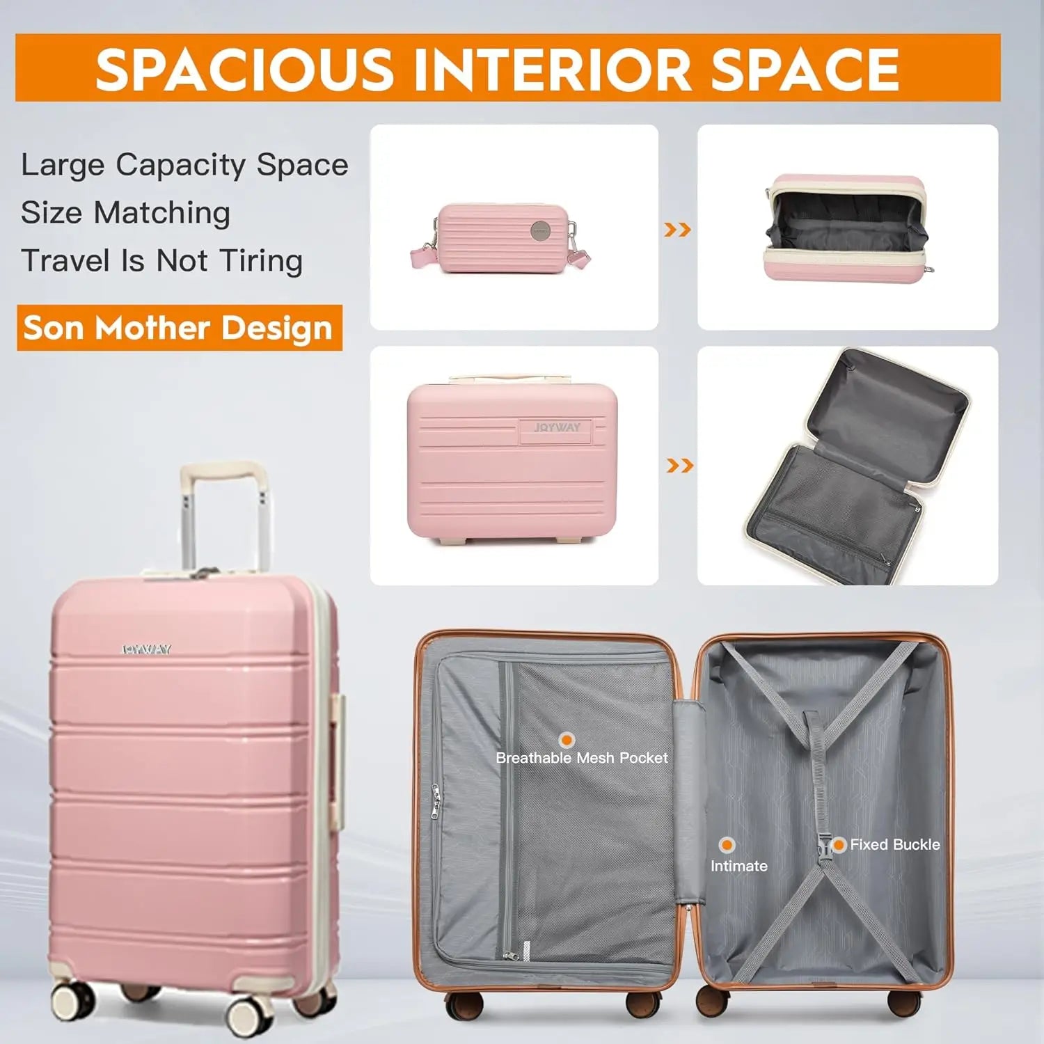 Joyway Travel Luggage Sets, Stylish Carry On Checked Suitcase Set,Sturdy Durable Scratch-resistant,TSA Lock,Spinner Wheels