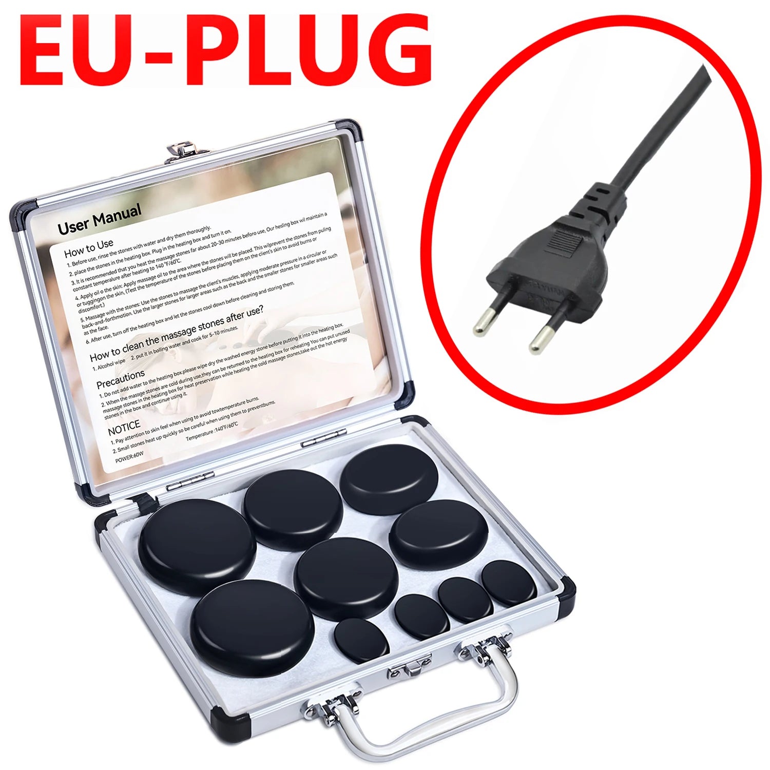 HOT STONE MASSAGE SET - Professional Spa Massage Tools - For Neck, Back, Abdomen, Legs & Full Body Massage
