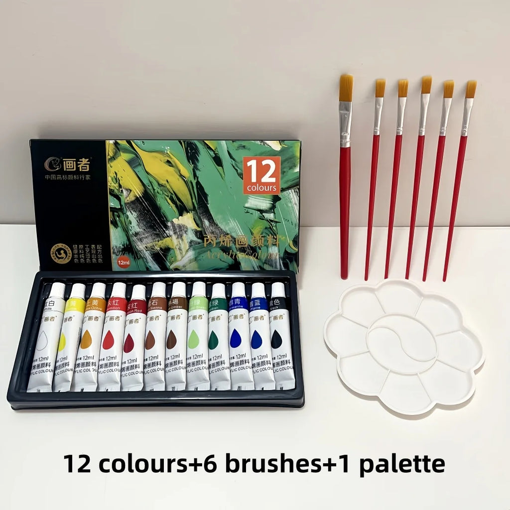 Acrylic paint set, 36 colors, each bottle 0.41 fluid ounces (12 ml), 36-color acrylic paints, non-fading, rich in color, suitabl