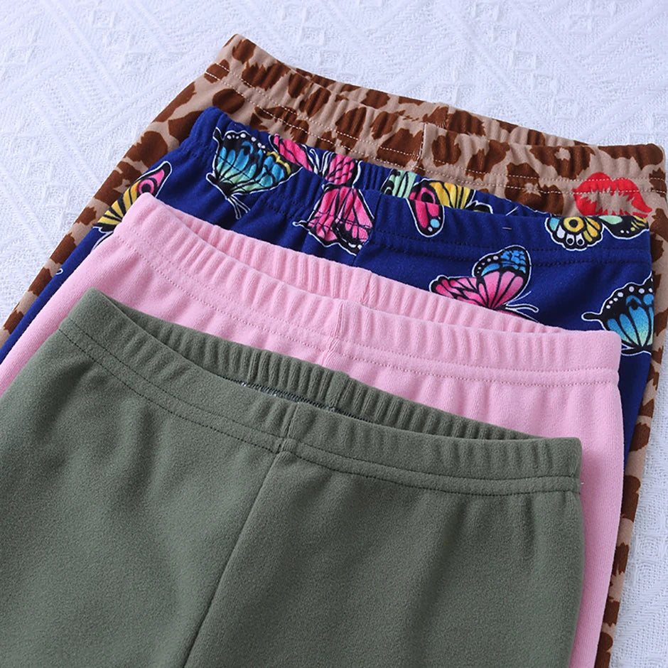 3/4-piece Autumn/Winter Children's Multi-color Combination Fashionable Slim Fit Leggings For Girls Sports And Casual Warm Pants