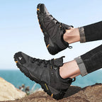 HIKEUP Non-slip Men Hiking Shoes Breathable Outdoor Wear Resistant Splashproof Climbing Men Sneaker Tourism Mountain Shoes