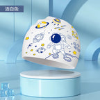 Kids Swim Cap High Elastic Waterproof Silicone Breathable Lightweight Cartoon Pattern for Pool Swimming Boys Girls Comfort Fit