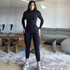 MrifDila Sauna Suit Jumpsuit Full Zip Up Sweatsuit Hot Sweating Jumpsuit Long Sleeve Romper Bottom Pants Sweating Bodysuit Shape