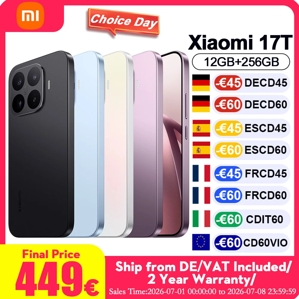 Global Version Xiaomi 17T Mobile Phones HDR10 6.59 'AMOLED Display 50MP Leica Summilux Lens 650OmAh Battery Xiaomi HyperAI Smartphone