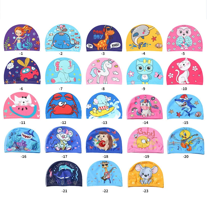 Kids Swim Cap Cartoon Pattern High Elastic Ear Protection Breathable for Pool Swimming Boys Girls Comfort Fit Main image