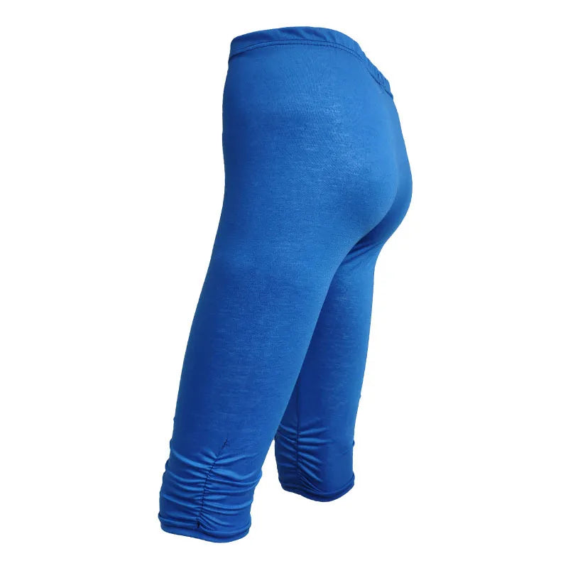 Elastic High Waist Sporty Women Clothing Skinny Pants Elastic Quick Dry 3/4 Sports Leggings Short Trousers Casual Solid Summer