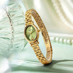 BERNY Gold Watch for Women Olive Green Quartz Jewelry Bracelet Casual Jewelry Women's Wristwatch Small Fashion Ladies Watches