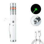 Portable USB Green Laser-Pointer 2 In 1 Detachable Lamp Holder Mini Laser Pen Visible Focus Red Combination For Hunting