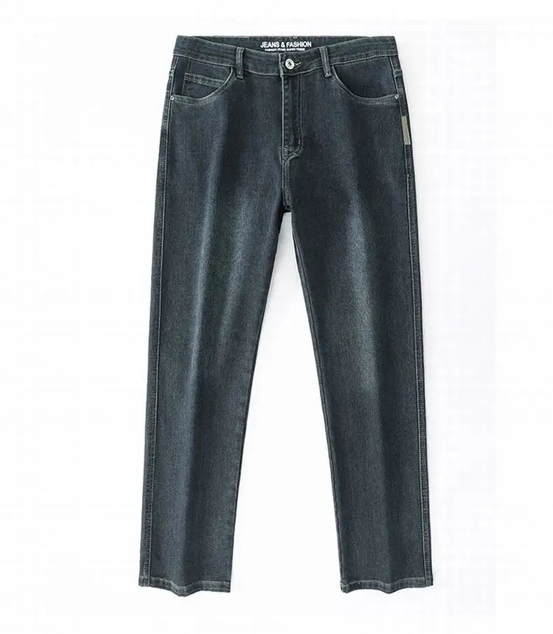 Spring and Autumn Men's Baggy Jeans Casual Straight Stretch Versatile Wide-leg Business Denim Pants Comfortable Loose Trousers