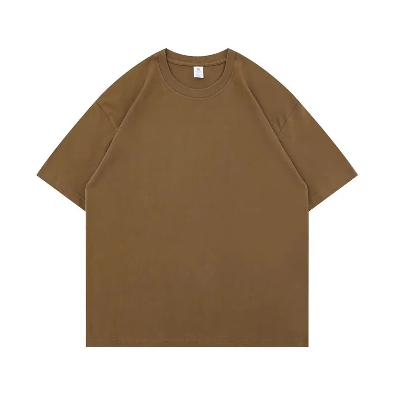 Summer Cotton Heavy Duty 300grams American Pure Cotton Short Sleeves T-shirt Men Casual Base Top Oversized T Shirt