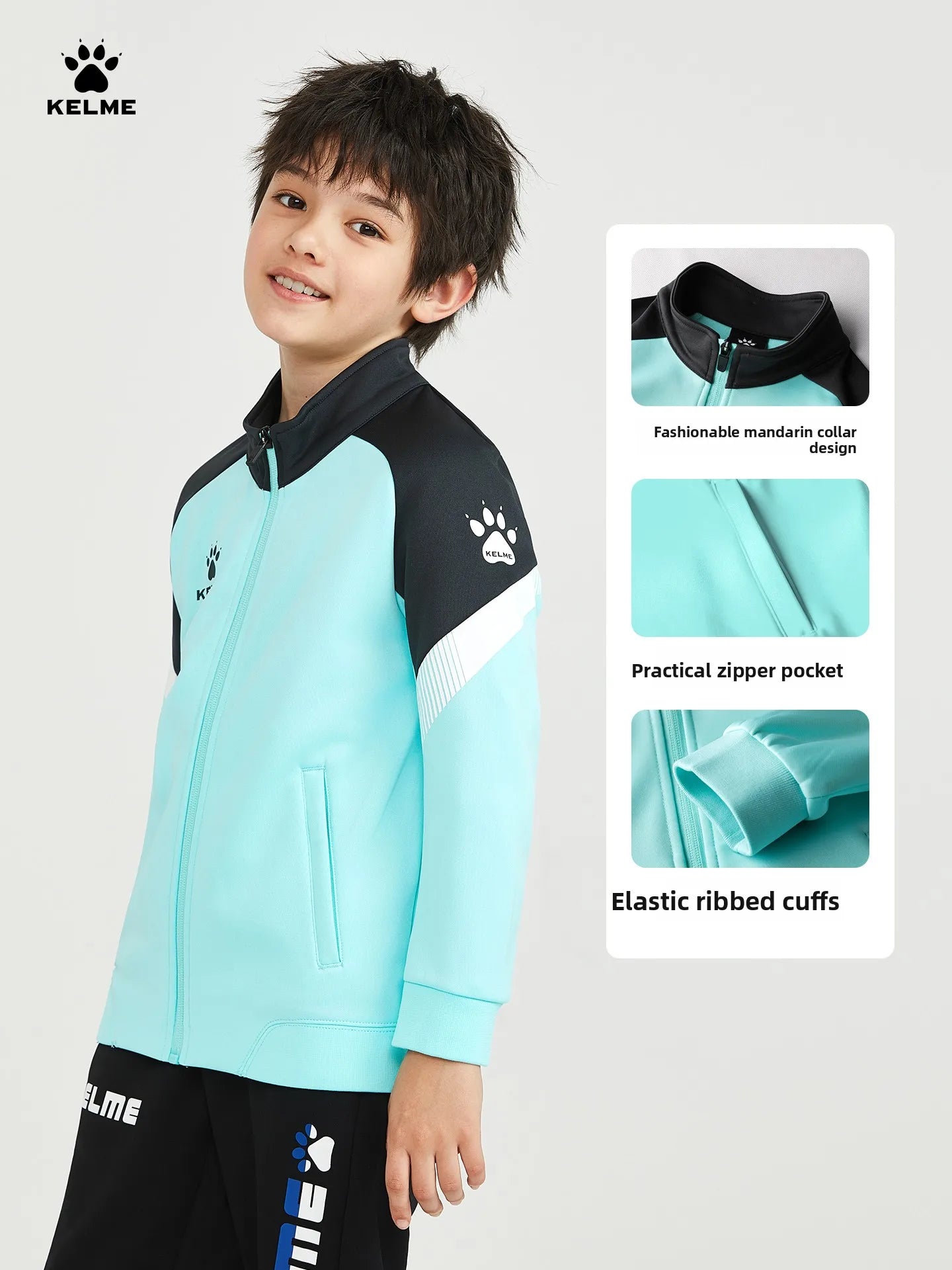 Kelme Children's Sports Jacket Autumn And Winter Knitted Jacket Outdoor Windproof Running Training Suit Main image