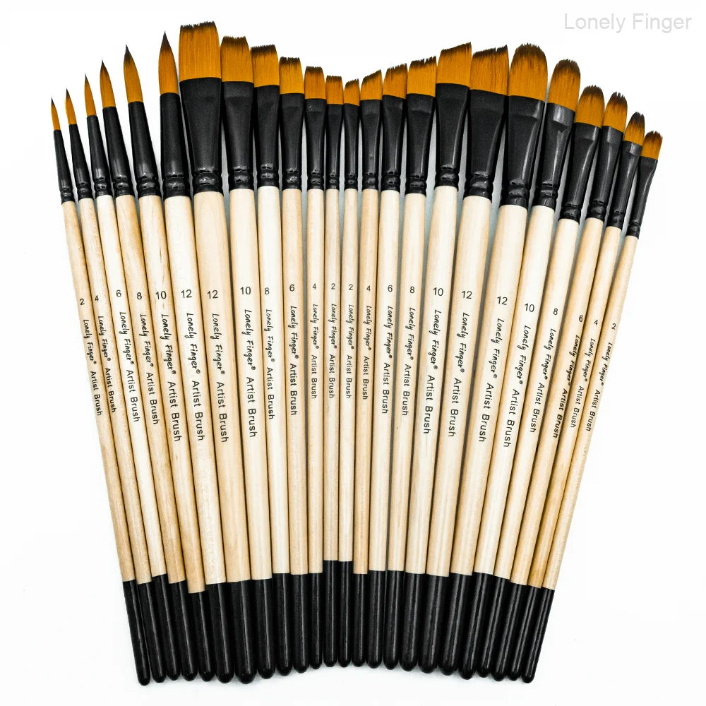 6/24/30Pcs Artist Paint Brush Set for Watercolor, Acrylic, Oil and All Media, Suitable for Canvas, Paper, Ceramic, Nylon Hair, W Main image
