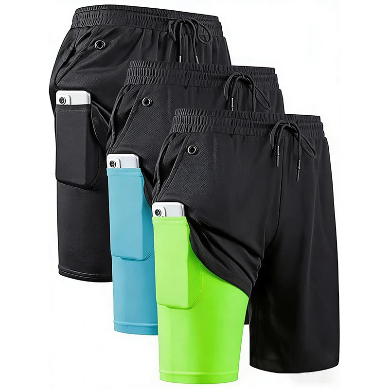Men Sport Shorts Sportswear Double-deck Running Shorts 2 In 1 Beach Bottoms Summer Gym Fitness Training Jogging Short Pants Men Main image