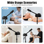 Black Professional Face Steamer Nano-Ion Ozone Hot Mist with LCD Screen Adjustable Height for Salon Home Spa Aging Reduction