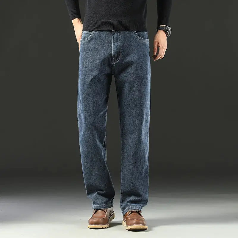 Spring and Autumn Men's Baggy Jeans Casual Straight Stretch Versatile Wide-leg Business Denim Pants Comfortable Loose Trousers Main image