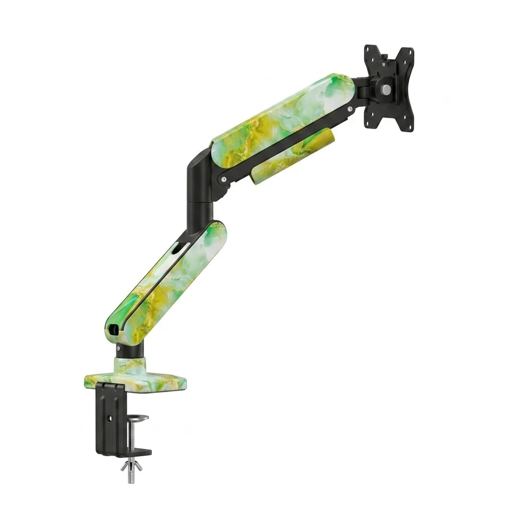SC5 Jade Marble Pneumatic Monitor Arm Single Desk Mount Stand For 17-35 Inch Screen 2-10kg Load Height Adjustable Gaming Bracket Main image