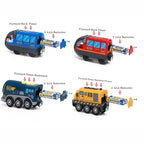 Kid Magnetic Electric Train Car Locomotive Wooden Track Slot Diecast Railway with Two Carriages Train Wood Toy Biro Leduo Track