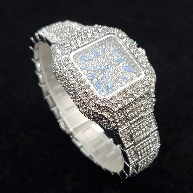 Luxury Full Diamond Watches Women Fashion Bling Silver Stainless Steel Quartz Wristwatch Iced Out Shiny Jewelry Watch 2026 New