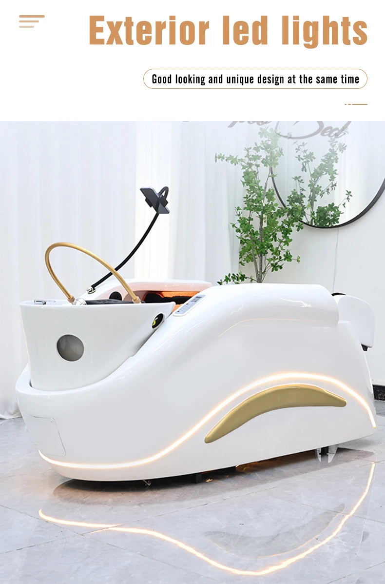 Professional Hot Sell Electric Lay Down Salon Head Spa Massage Shampoo Bed With Head Therapy and Steamer