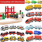 Magnetic Electric Train Car Locomotive Wooden Track Slot Diecast Railway With Two Carriages Train Wood Kid Toy Biro Leduo Track