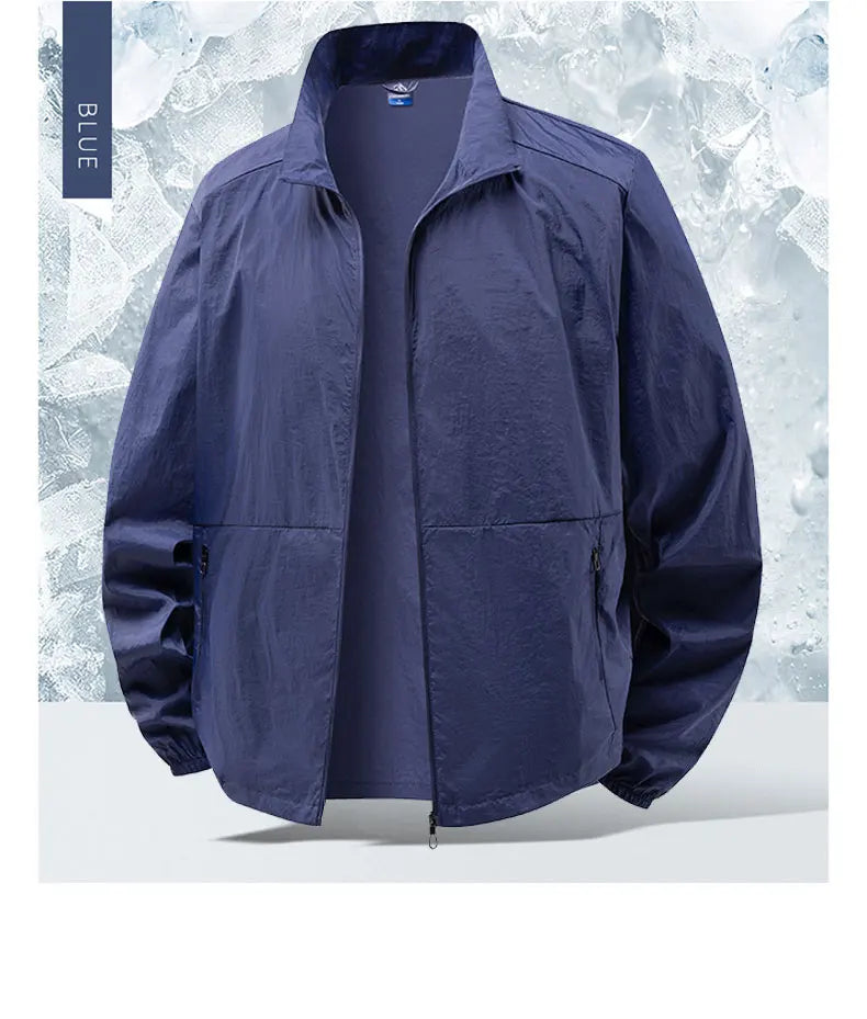 Men's Sun Protection Jacket Ultrathin Windbreaker Summer Outdoor UV Jacket Loose Stand Collar Oversized Sunscreen Coat Fishing