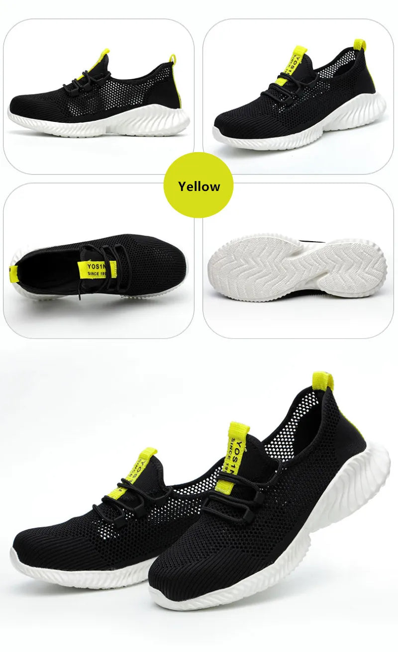 summer work shoes with protection breathable Lightweight safety shoes with iron toe anti-stab anti-slip working summer shoes