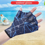 2x Swimming Hand Fins Flippers Finger Webbed Women Men Paddle Water Sport Gloves for Swimming Training Mittens