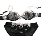 French Style Minimiser Bra Set | Big Size Unpadded Lace Half Cup, Large Cup Thin Anti-Sagging Sheer Lingerie Set BANERDANNI Bras