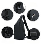 Men Bag Fashion New Solid Color Men Chest Bag Outdoor Casual Fashion One Shoulder Crossbody Bag Nylon USB Charging Shoulder Bags
