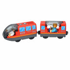 Magnetic Electric Train Car Locomotive Wooden Track Slot Diecast Railway With Two Carriages Train Wood Kid Toy Biro Leduo Track
