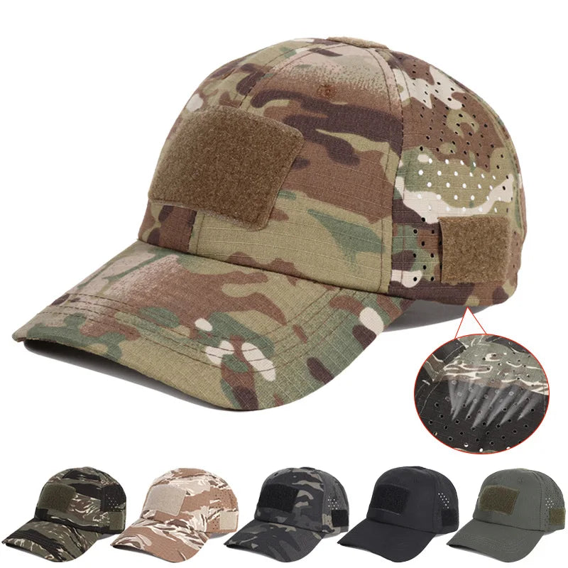 1pcs New Men Camouflage Baseball Cap Breathable Sunscreen Hat Outdoor Sports Hunting Hiking Camping Beach Fishing Sun Hat Main image