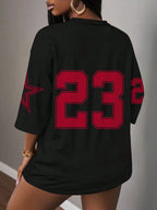  Casual Minimalist Letter NO.23 Graphic T-Shirt For Women Summer Sports Jersey Suitable For Basketball Games Y2k Ladies Clothes