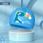 Kids Swim Cap High Elastic Waterproof Silicone Breathable Lightweight Cartoon Pattern for Pool Swimming Boys Girls Comfort Fit