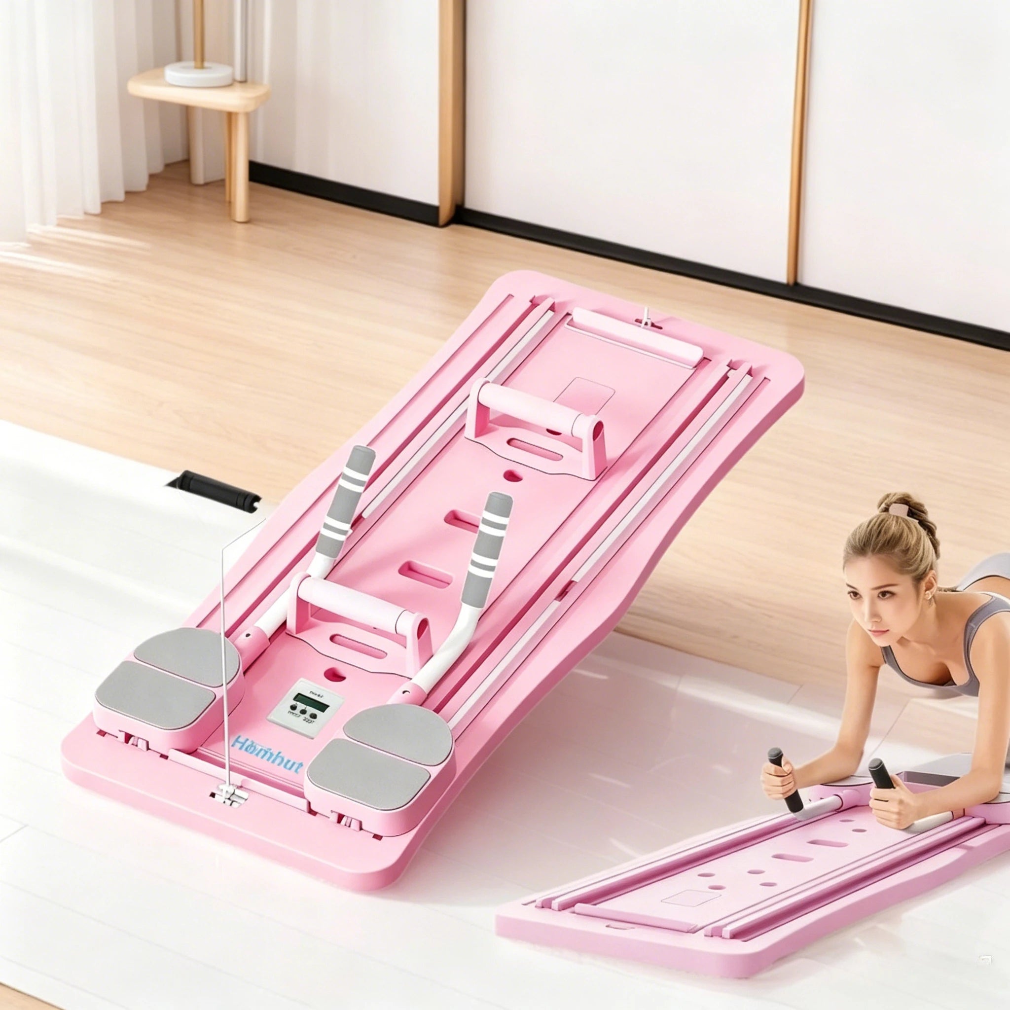 Multifunctional Foldable Home Ab Workout Sliding Fitness Board with Counter, Full Body Core Strength Training Exercise Platform with Complete Accessories for Abdominal, Leg & Arm Workout Main image