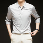 Premium Men's Ultra-Stretch Shirt - High-Quality Silky Business Formal Long-Sleeve Shirt for Social and Casual Wear