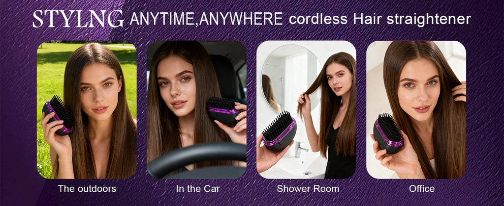 Mini Hair Straightener Rechargeable Portable Hair Straightener Brush Rechargeable Fast Heating Hot Portable Travel for Women