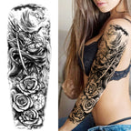 Compass Robot Arm Temporary Tattoos Sleeve For Men Women Realistic Fake Skull Angel Full Arm Tatoos Maori Totem Tattoo Sticker