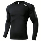 Men's Compression Long Sleeve Shirt Black Fitness T-shirt Male Running  Quick Drying Gym Top Sun Protection Sports Base Layer