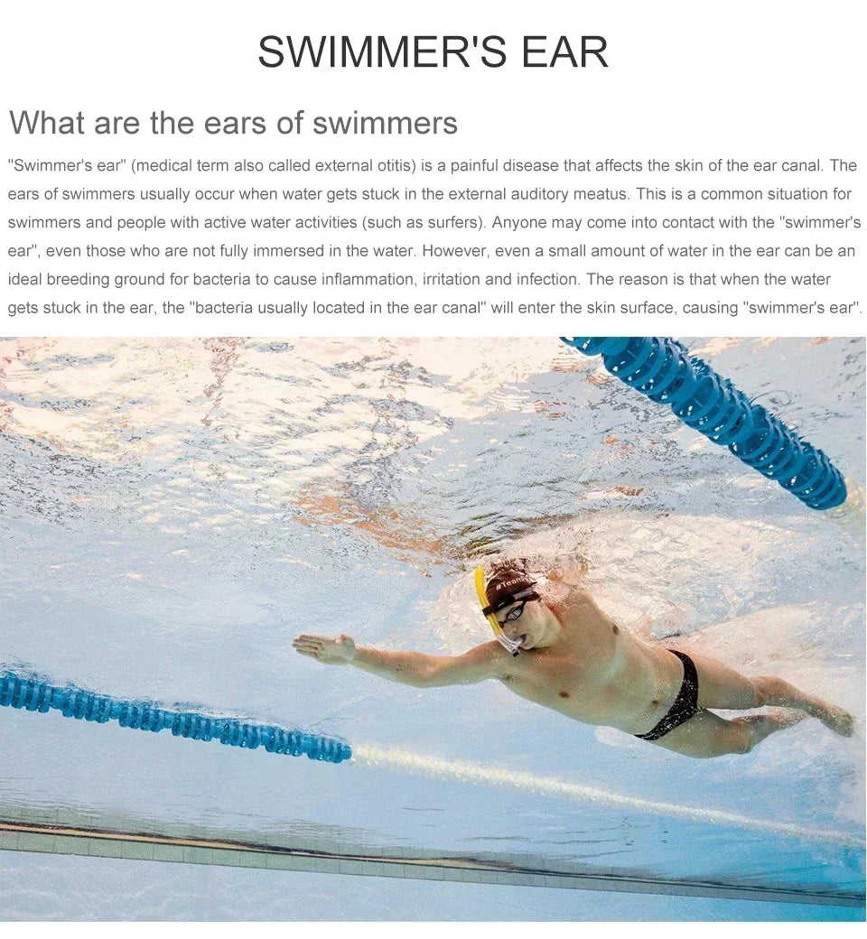 Swimming Ear Plugs for Adults, 3 Pairs Waterproof Reusable Silicone Swim Earplugs with Removable Cord,Perfect for  Water Sports