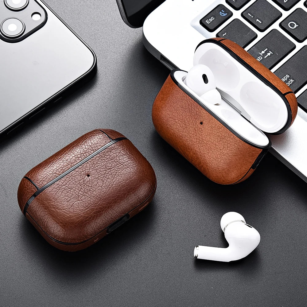 For Airpods Pro 3 Case Leather Business Earphone Case Headset Shell Headphone Cover For Apple AirPod 4 3 Pro 2nd Gen USB C Funda Main image