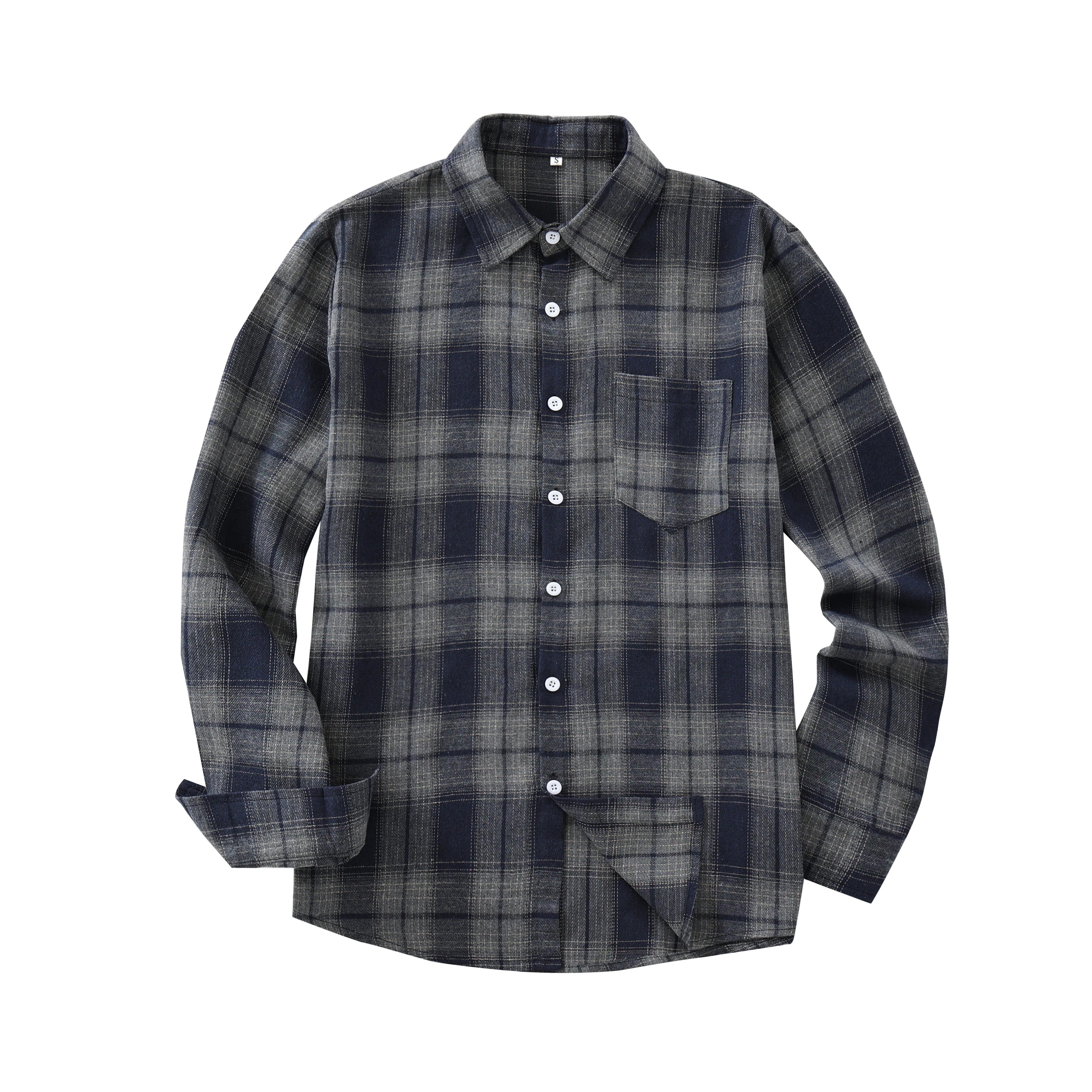Euro Size Plaid Shirt Flannel Black Checkered Shirt Men Shirts Long Sleeve Button Down Chemise Homme Male Check Shirts