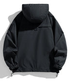 Windbreakers Men Hooded Jacket Zipper Coat Cargo Waterproof Black Bomber Camping Loose Thin Softshell Hooded Hiking Jacket