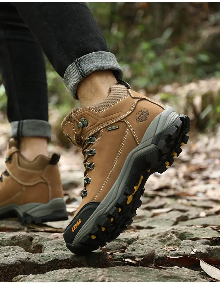 RAN Cow Leather Hiking Boots Men For men Outdoor Sport Walking Sneakers trekking Snow Shoes women Climbing Mountain Hunting boot