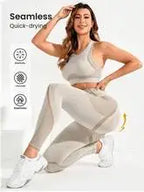 2-piece suit, women's yoga suit, beautiful back high waist trousers combination, seamless super elastic ideal gym clothing