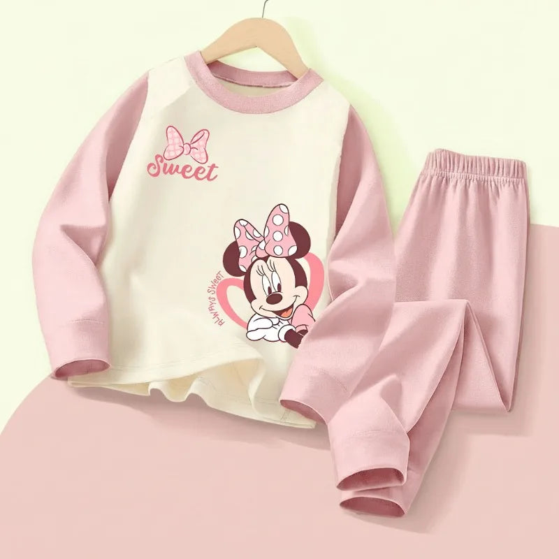 DISNEY Autumn and Winter Girls Comfy Soft Sleepwears Set Kids Casual Home Clothing Set Minnie Printed Child  Pijamas 0-10years Main image