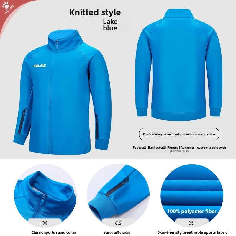 Kelme Children's Sports Jacket Autumn And Winter Knitted Jacket Outdoor Windproof Running Training Suit